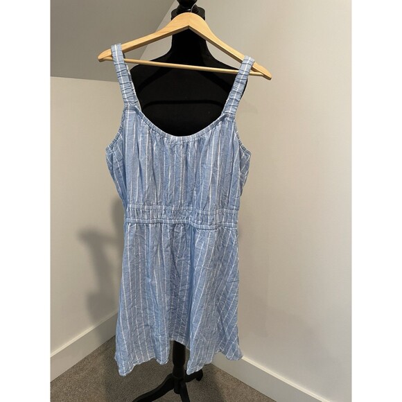 Lane Bryant plus size cotton & linen striped blue dress size 18 - Picture 1 of 6